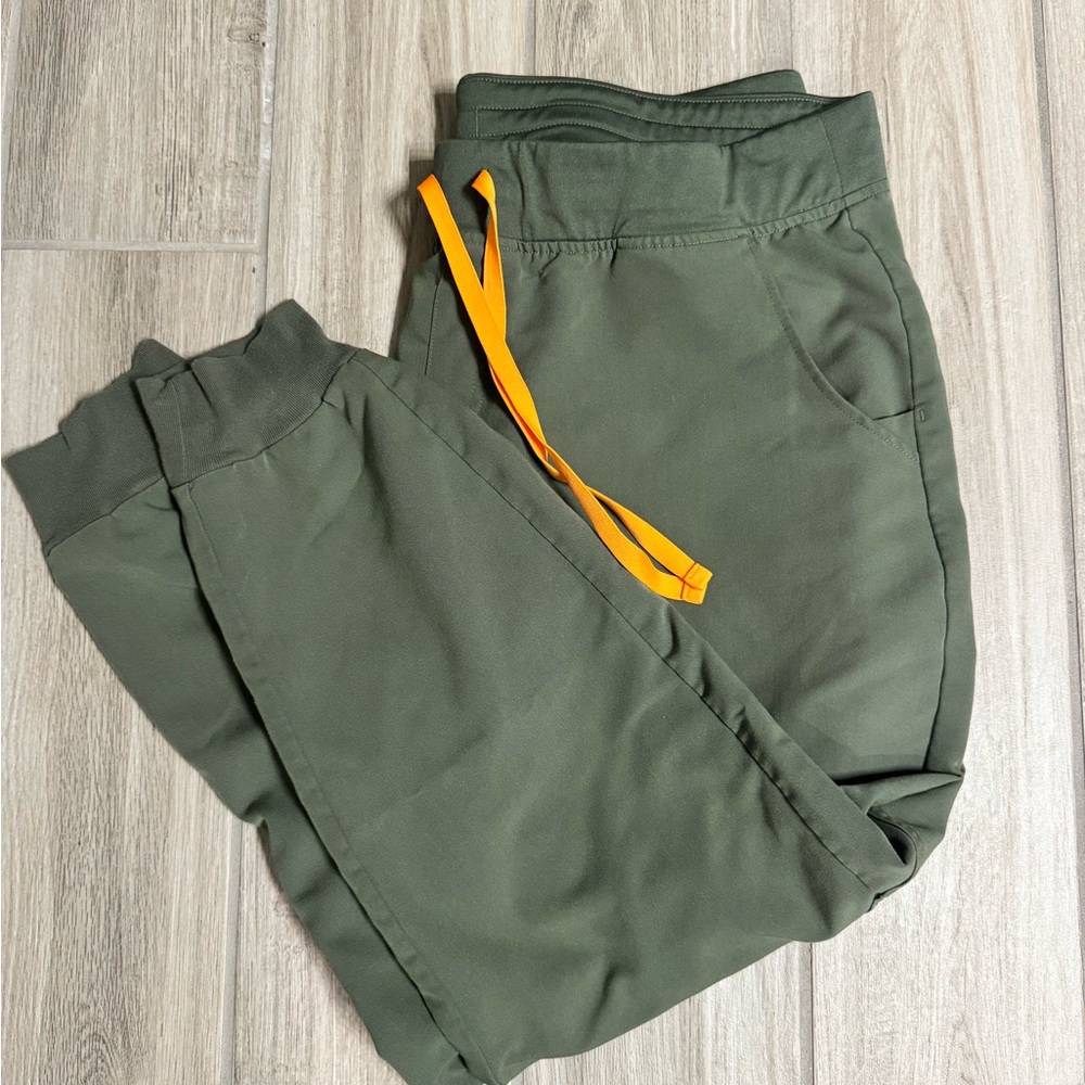 🪴 Figs Moss Zamora Jogger Scrub Bottoms with Orange Drawstring XXL PO 3077